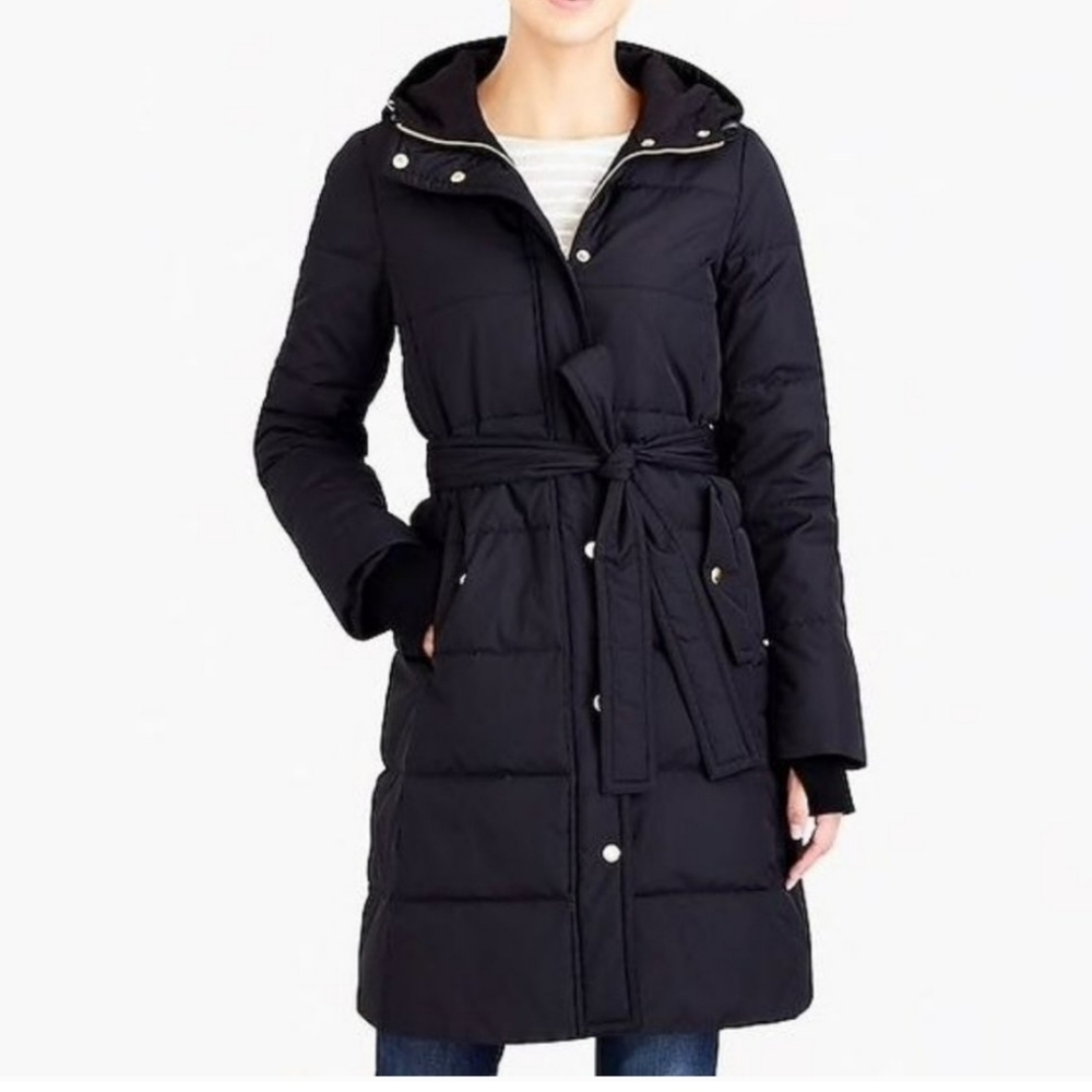 J.CREW Black Down Puffer Coat Size S